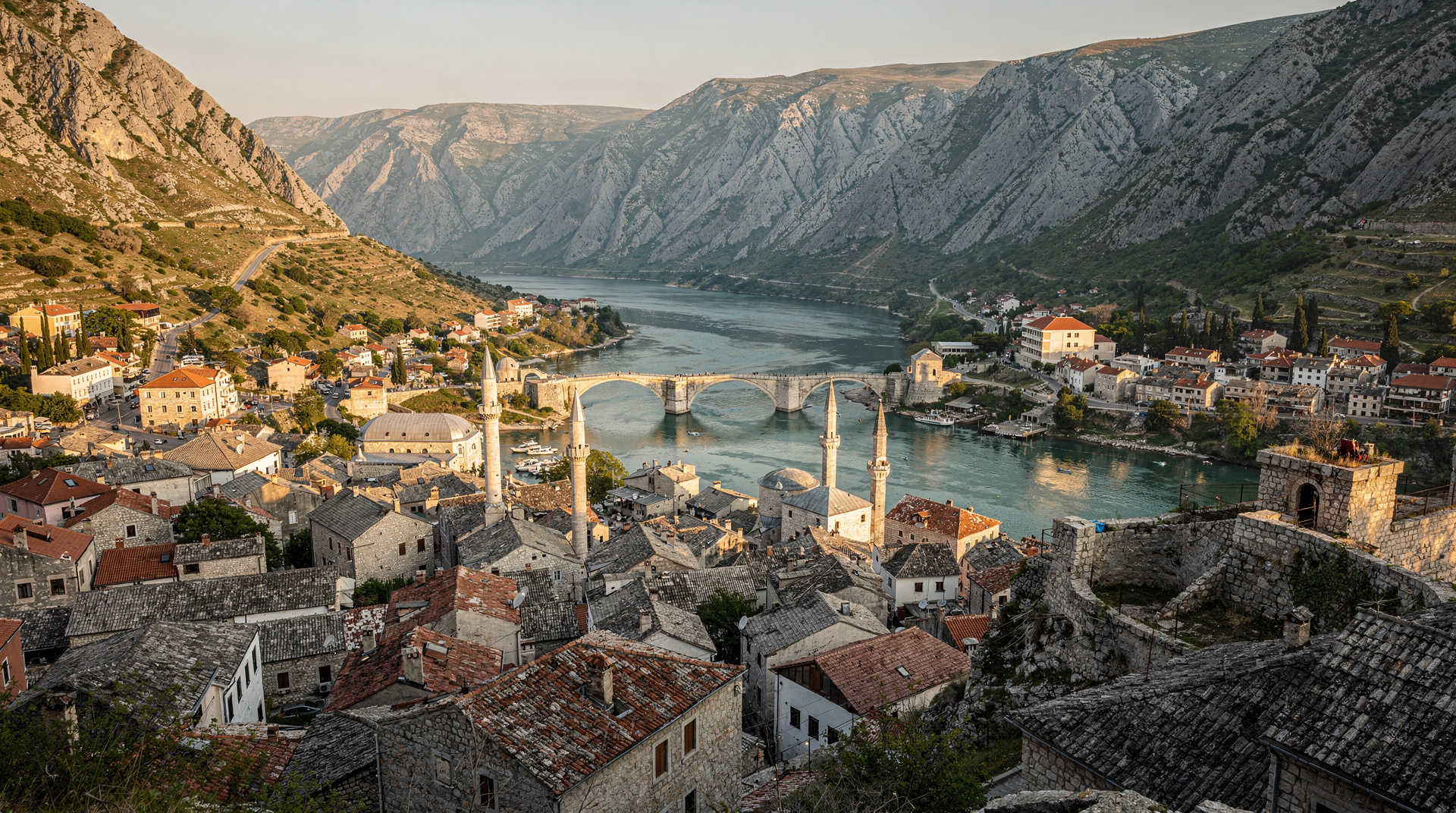 Best viewpoints in Bosnia — for photographers and hikers — Bosnia has extraordinary viewpoints — fortress ramparts over Mostar, canyon edge